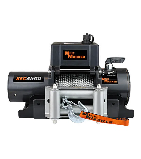 76-50115BW – MILEMARKER Winch, Vehicle Mounted Waterproof Trailer/Utility Winch 12 Volt Electric 4500 Pound Line Pull...